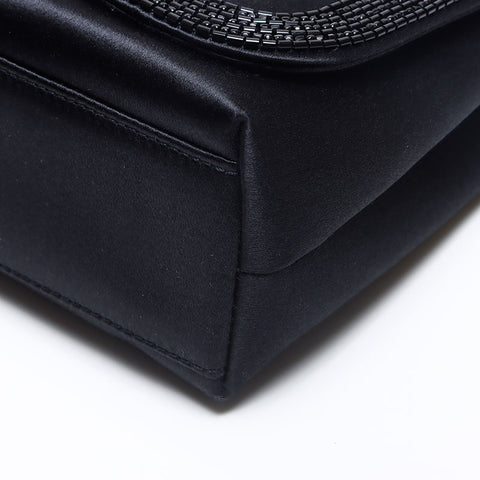 シャネル CHANEL 5番台 2000年 サテン ビーズ ショルダーバッグ ブラック WS13808