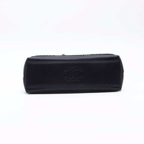 シャネル CHANEL 5番台 2000年 サテン ビーズ ショルダーバッグ ブラック WS13808