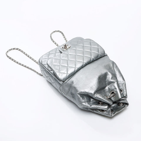CHANEL Leather Matelasse Chain 2015 21st Backpack Â· Daypack Silver WS13813