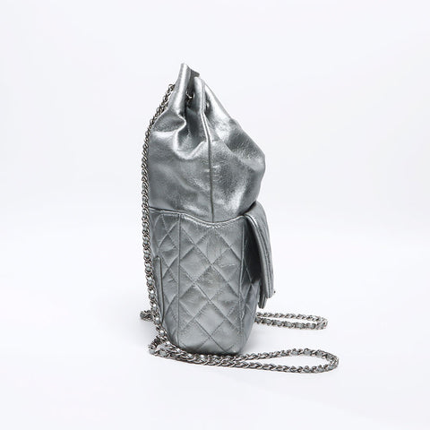 CHANEL Leather Matelasse Chain 2015 No. 21 Rucksack/Daypack Silver WS1 – NUIR VINTAGE