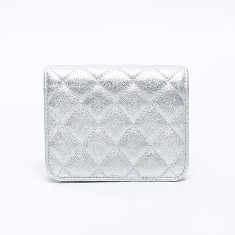 シャネル CHANEL ミニ マトラッセ ポーチ チェーン スター ショルダーバッグ シルバー WS13815