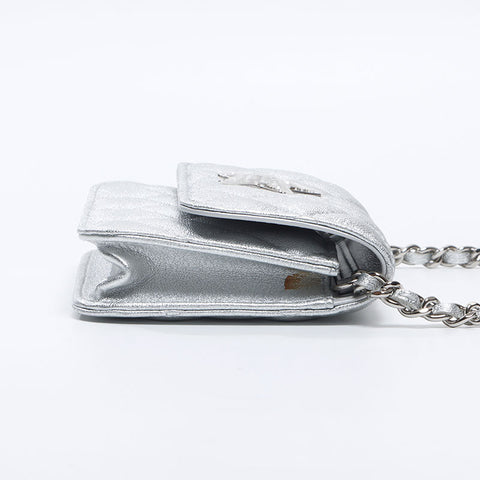 シャネル CHANEL ミニ マトラッセ ポーチ チェーン スター ショルダーバッグ シルバー WS13815