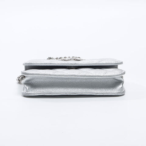 シャネル CHANEL ミニ マトラッセ ポーチ チェーン スター ショルダーバッグ シルバー WS13815