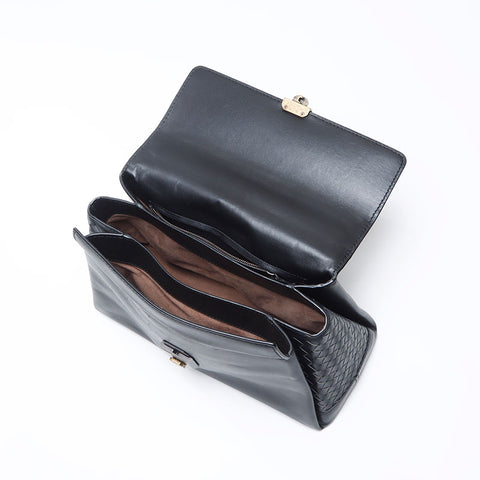 BOTTEGAVENETA Leather top handle Piazza 2way Shoulder Bag black WS13818
