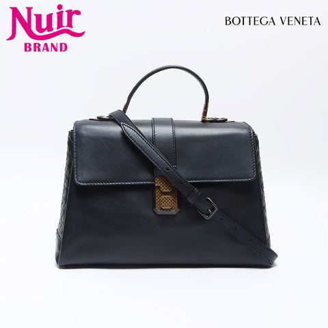 BOTTEGAVENETA Leather top handle Piazza 2way Shoulder Bag black WS13818