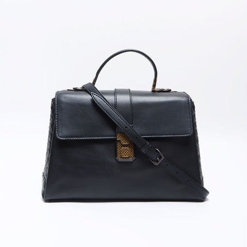 BOTTEGAVENETA Leather top handle Piazza 2way Shoulder Bag black WS13818