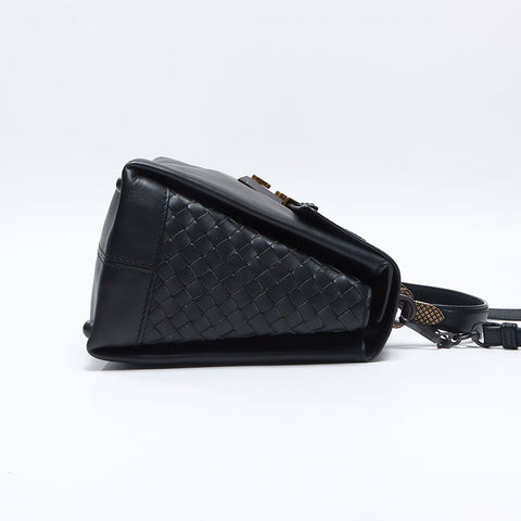 ボッテガヴェネタ BOTTEGAVENETA レザー トップハンドル ピアッツァ 2way ショルダーバッグ ブラック WS13818