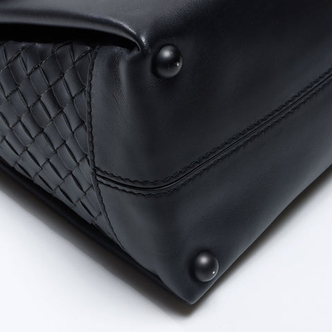 BOTTEGAVENETA Leather top handle Piazza 2way Shoulder Bag black WS13818