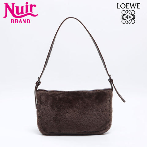 ロエベ LOEWE シープファー ショルダーバッグ ブラウン WS13820