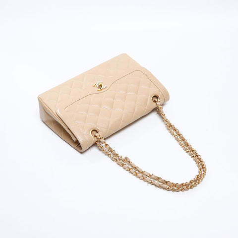 シャネル CHANEL 1985-1993 キャビアスキン パリ限定 マトラッセ ダブルフラップ ショルダーバッグ ベージュ WS13821