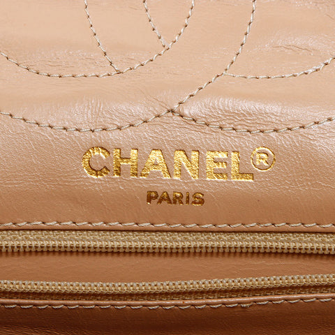 シャネル CHANEL 1985-1993 キャビアスキン パリ限定 マトラッセ ダブルフラップ ショルダーバッグ ベージュ WS13821