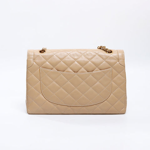 シャネル CHANEL 1985-1993 キャビアスキン パリ限定 マトラッセ ダブルフラップ ショルダーバッグ ベージュ WS13821