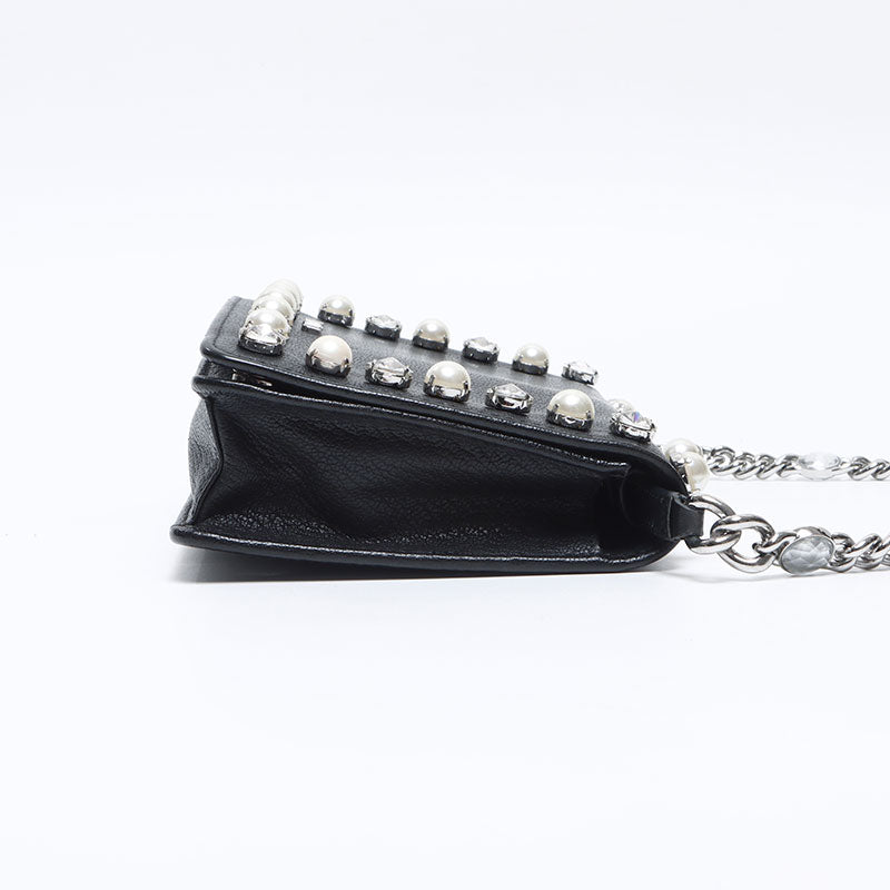 名作 ミュウ チェーン パール ビジュー レザー Miu Miu ミュウ バッグ