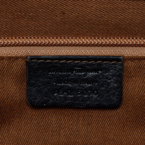 Salvatore Ferragamo Leather SilverMetal Gancini Handbag black WS13832