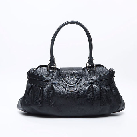 Salvatore Ferragamo Leather SilverMetal Gancini Handbag black WS13832