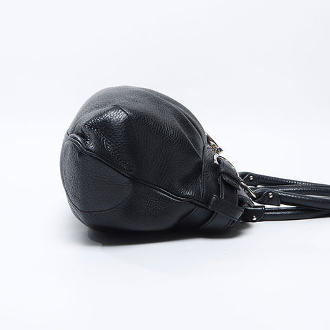 Salvatore Ferragamo Leather SilverMetal Gancini Handbag black WS13832