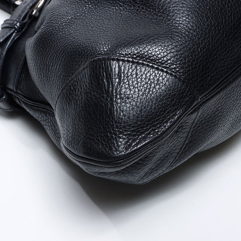 Salvatore Ferragamo Leather SilverMetal Gancini Handbag black WS13832