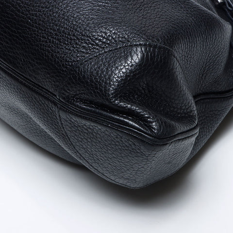 Salvatore Ferragamo Leder SilverMetal Gancini Handtasche schwarz WS13832