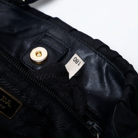 PRADA Nylon Logo Ribbon Shoulder Bag black WS13834