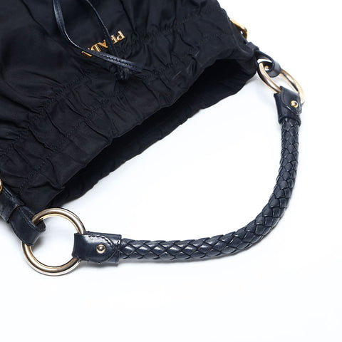 PRADA Nylon Logo Ribbon Shoulder Bag black WS13834