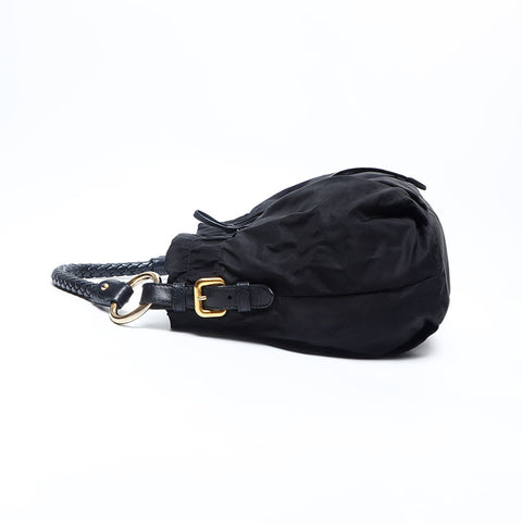 PRADA Nylon Logo Ribbon Shoulder Bag black WS13834