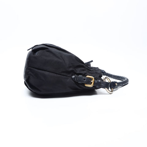 PRADA Nylon Logo Ribbon Shoulder Bag black WS13834