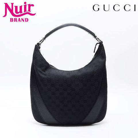 GUCCI GG canvas x leather hobo one belt Shoulder Bag black WS13836