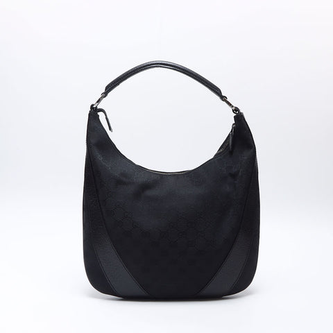 GUCCI GG canvas x leather hobo one belt Shoulder Bag black WS13836