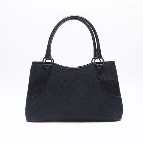 Gucci GG帆布X皮革手提包黑色WS13837