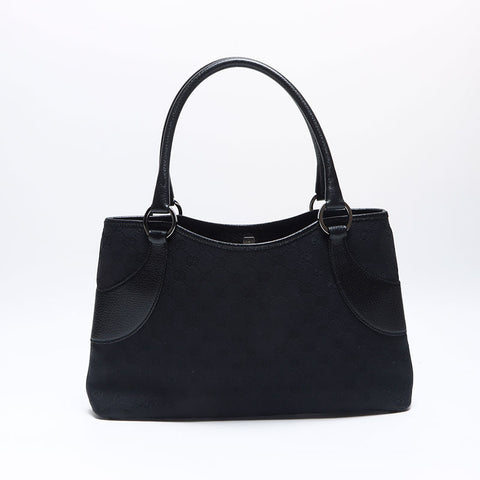 Gucci GG Canvas x Cuir Handbag Black WS13837
