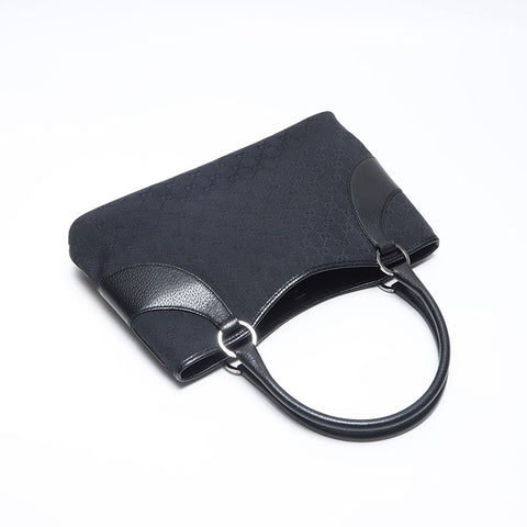 Gucci GG帆布X皮革手提包黑色WS13837