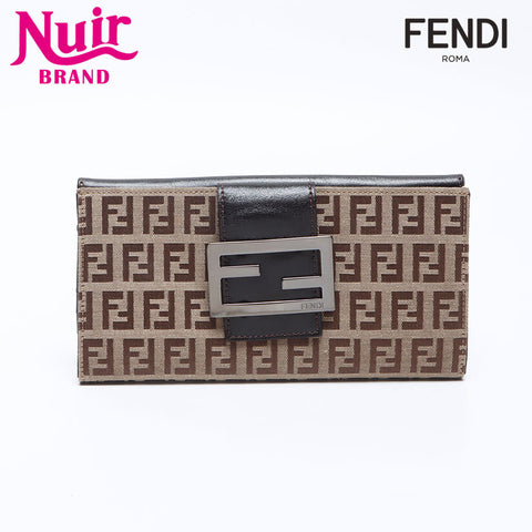 FENDI Canvas x Leather Mamma Zucchino Purse beige WS13840