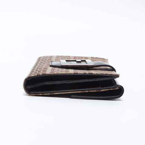 フェンディ FENDI キャンバス×レザー マンマ ズッキーノ 長財布 ベージュ WS13840