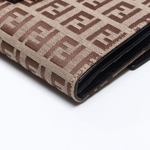フェンディ FENDI キャンバス×レザー マンマ ズッキーノ 長財布 ベージュ WS13840