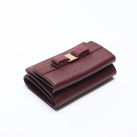 サルヴァトーレフェラガモ Salvatore Ferragamo コンパクト ミニ 折りたたみ財布 ヴァラ レザー 二つ折り財布 レッド WS13841