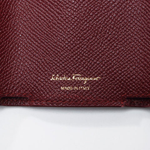 サルヴァトーレフェラガモ Salvatore Ferragamo コンパクト ミニ 折りたたみ財布 ヴァラ レザー 二つ折り財布 レッド WS13841