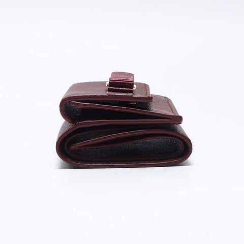 サルヴァトーレフェラガモ Salvatore Ferragamo コンパクト ミニ 折りたたみ財布 ヴァラ レザー 二つ折り財布 レッド WS13841