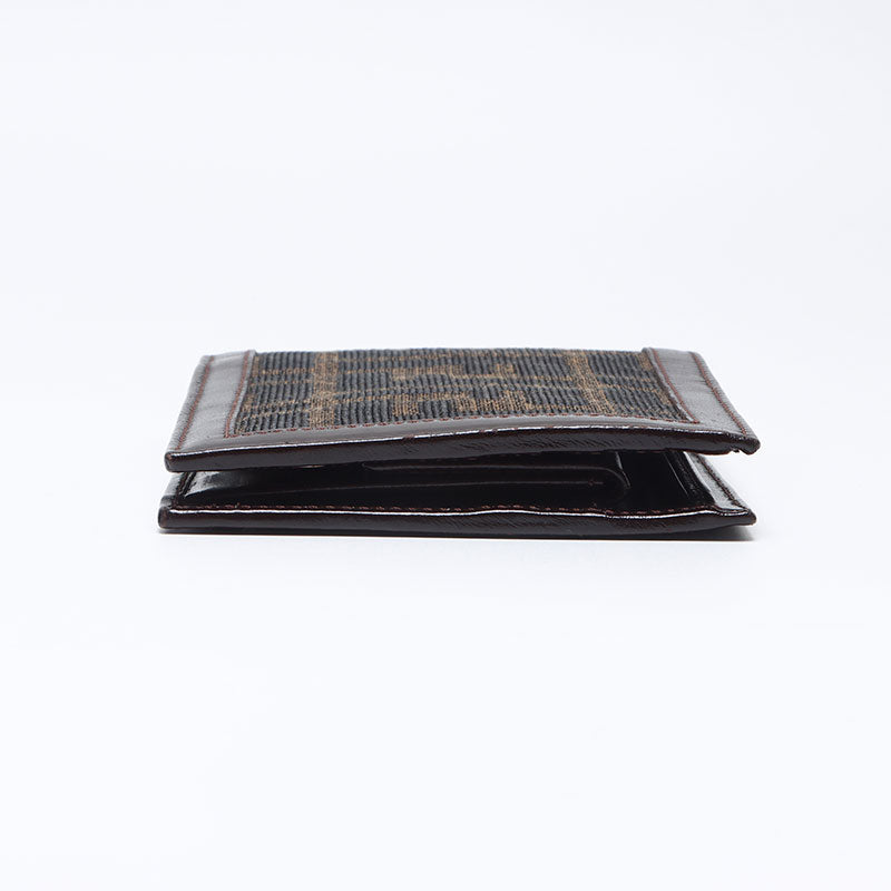 フェンディ FENDI キャンバス ズッカ 二つ折り財布 ブラウン