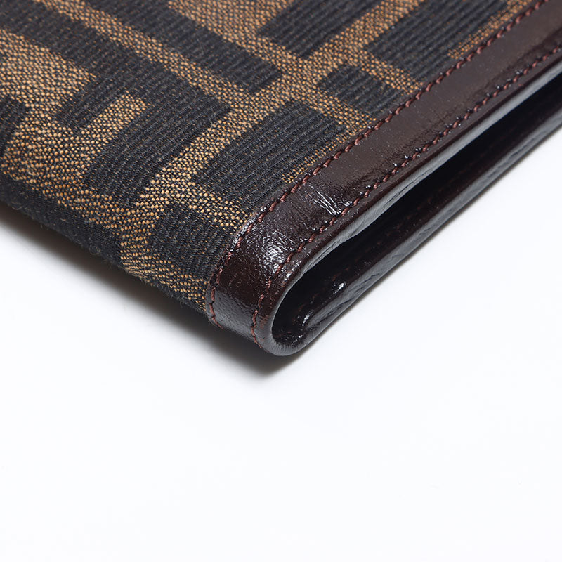フェンディ FENDI キャンバス ズッカ 二つ折り財布 ブラウン