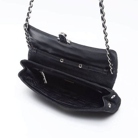 PRADA Nylon quilted Chain Shoulder Bag black WS13845