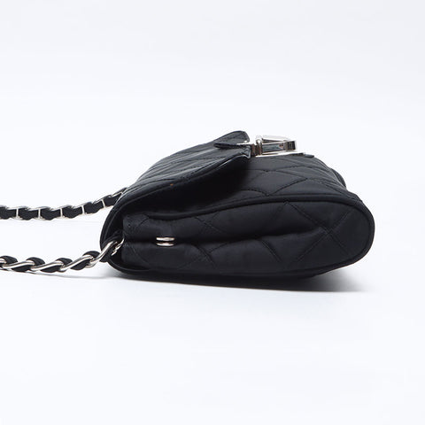 PRADA Nylon quilted Chain Shoulder Bag black WS13845