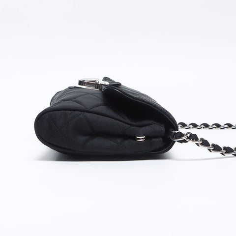 PRADA Nylon quilted Chain Shoulder Bag black WS13845
