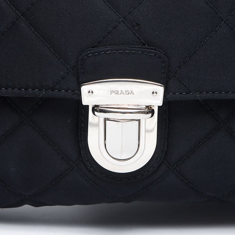 PRADA Nylon quilted Chain Shoulder Bag black WS13845