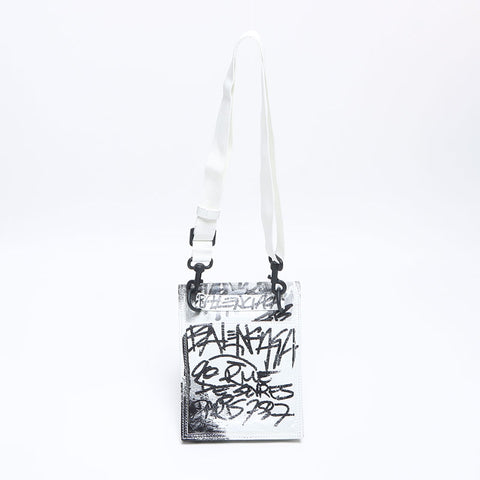 バレンシアガ BALENCIAGA スモール エクスプローラー グラフィティ レザー ショルダーバッグ ホワイト WS13847