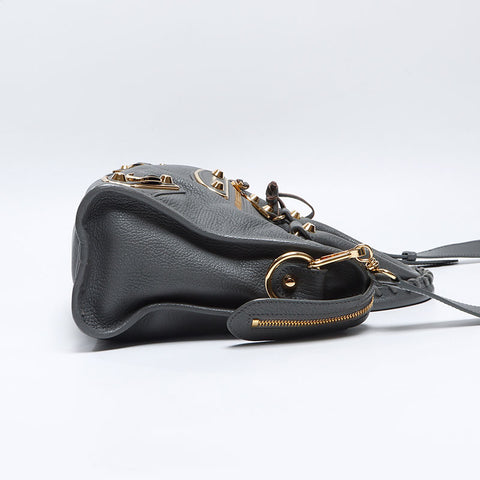 バレンシアガ BALENCIAGA レザー シティ メタリック エッジ S ショルダーバッグ グレー WS13849