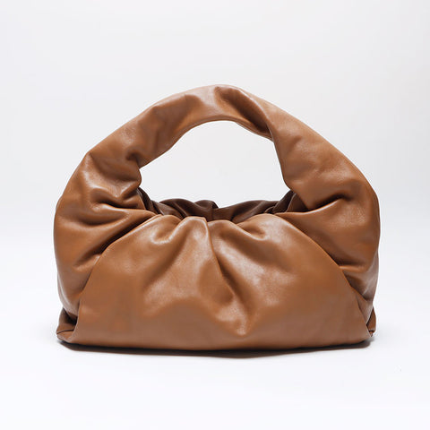 BOTTEGAVENETA Leather The Pouch Hobo Handbag Brown WS13859