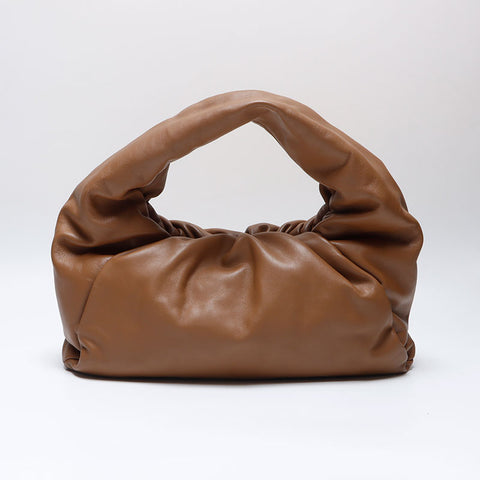 BOTTEGAVENETA Leather The Pouch Hobo Handbag Brown WS13859