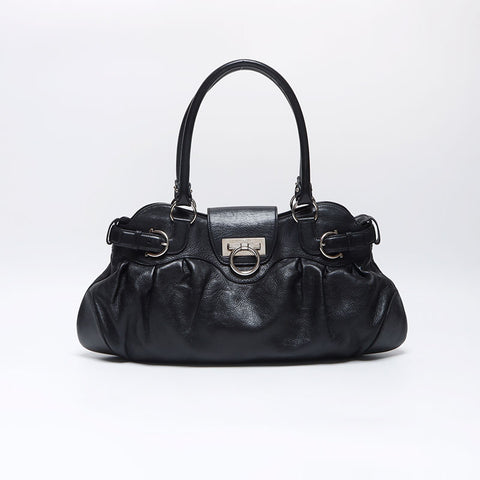 Salvatore Ferragamo Leather Gancini Handbag black WS13869