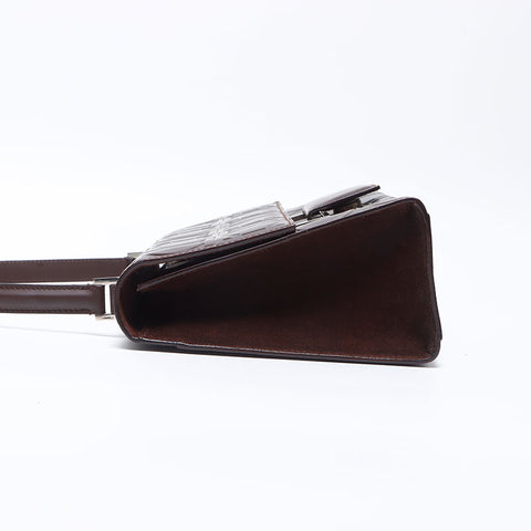 サルヴァトーレフェラガモ Salvatore Ferragamo ガンチーニ 型押し ショルダーバッグ ブラウン WS13870