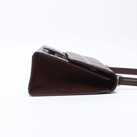 サルヴァトーレフェラガモ Salvatore Ferragamo ガンチーニ 型押し ショルダーバッグ ブラウン WS13870